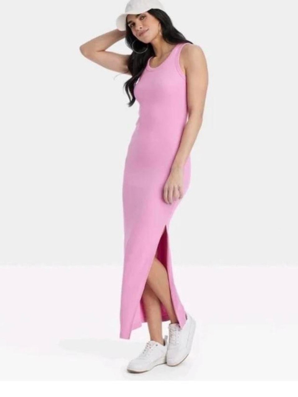 Target Pink Sleeveless Midi Tank Dress with Side Slit